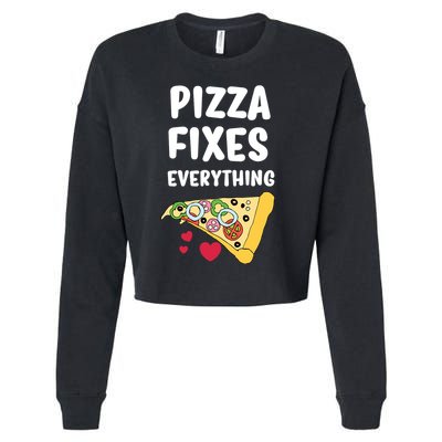 Pizza Fixes Everything Cropped Pullover Crew