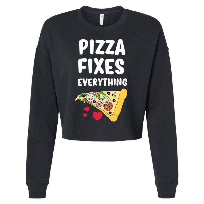 Pizza Fixes Everything Cropped Pullover Crew