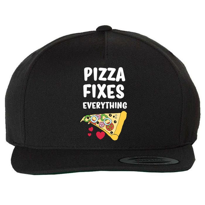 Pizza Fixes Everything Wool Snapback Cap