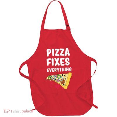 Pizza Fixes Everything Full-Length Apron With Pockets