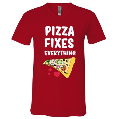 Pizza Fixes Everything V-Neck T-Shirt