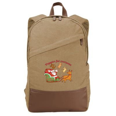 Puppies For Everyone Funny Santa Christmas Cotton Canvas Backpack