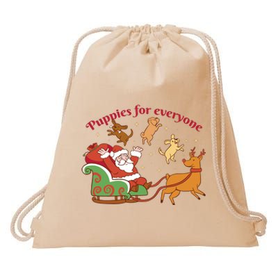 Puppies For Everyone Funny Santa Christmas Drawstring Bag