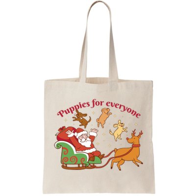 Puppies For Everyone Funny Santa Christmas Tote Bag