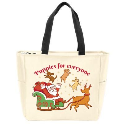 Puppies For Everyone Funny Santa Christmas Zip Tote Bag