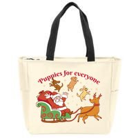 Puppies For Everyone Funny Santa Christmas Zip Tote Bag