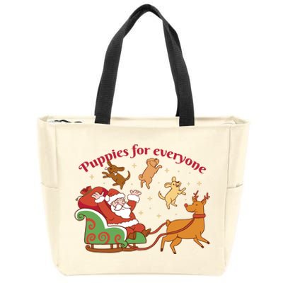 Puppies For Everyone Funny Santa Christmas Zip Tote Bag