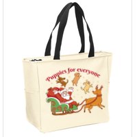 Puppies For Everyone Funny Santa Christmas Zip Tote Bag