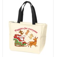 Puppies For Everyone Funny Santa Christmas Zip Tote Bag