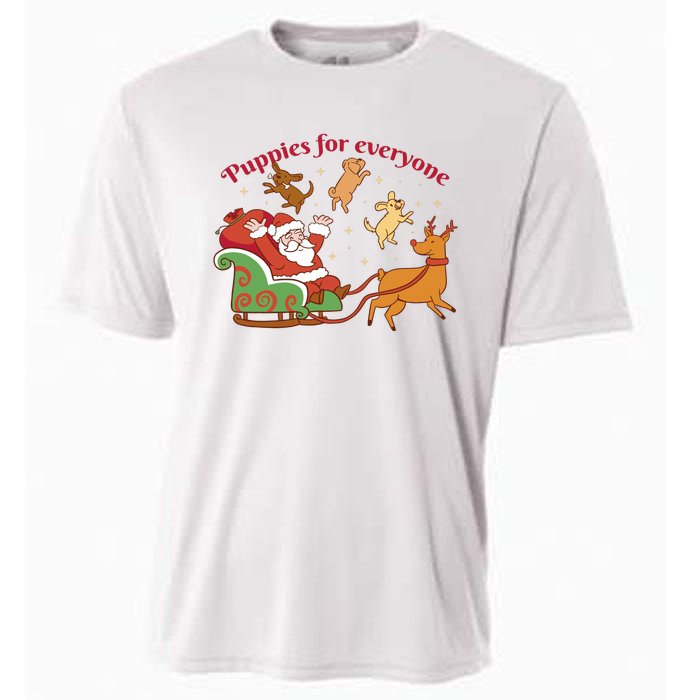 Puppies For Everyone Funny Santa Christmas Cooling Performance Crew T-Shirt