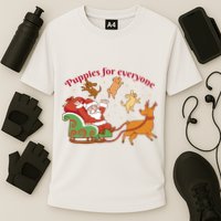 Puppies For Everyone Funny Santa Christmas Cooling Performance Crew T-Shirt