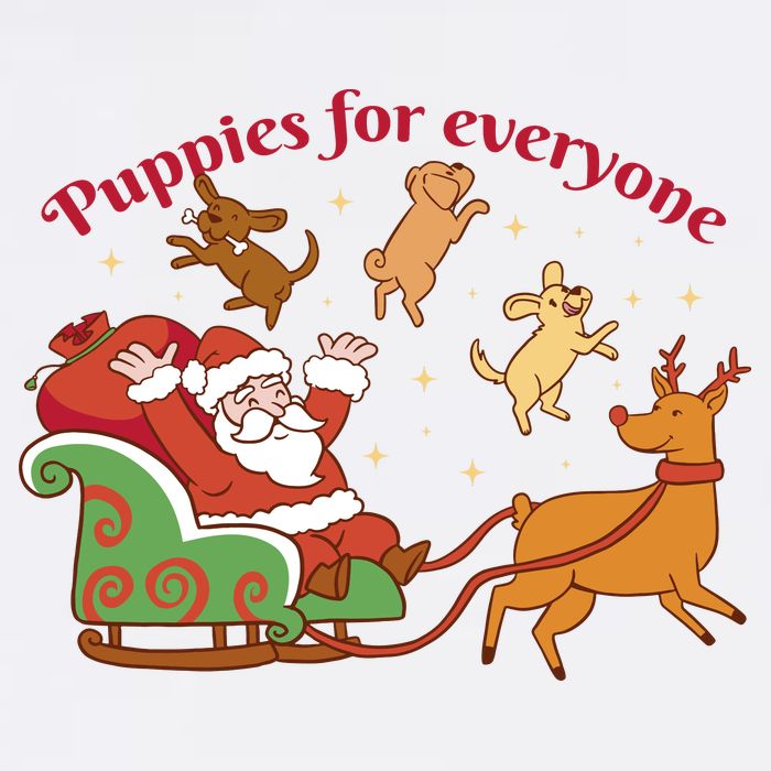 Puppies For Everyone Funny Santa Christmas Cooling Performance Crew T-Shirt