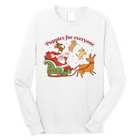 Puppies For Everyone Funny Santa Christmas Long Sleeve Shirt