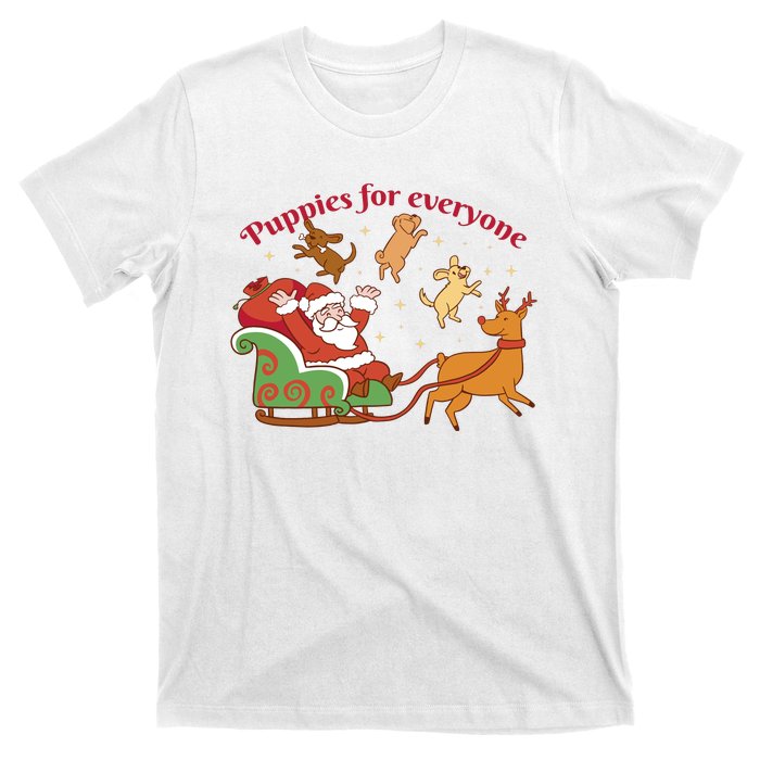 Puppies For Everyone Funny Santa Christmas T-Shirt