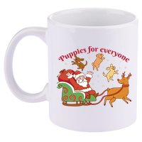 Puppies For Everyone Funny Santa Christmas 11oz C Handle Ceramic Mug