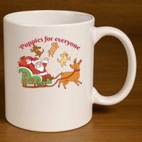 Puppies For Everyone Funny Santa Christmas 11oz C Handle Ceramic Mug