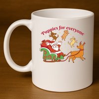 Puppies For Everyone Funny Santa Christmas 11oz C Handle Ceramic Mug