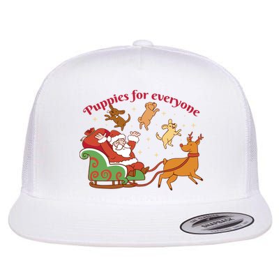 Puppies For Everyone Funny Santa Christmas Flat Bill Trucker Hat