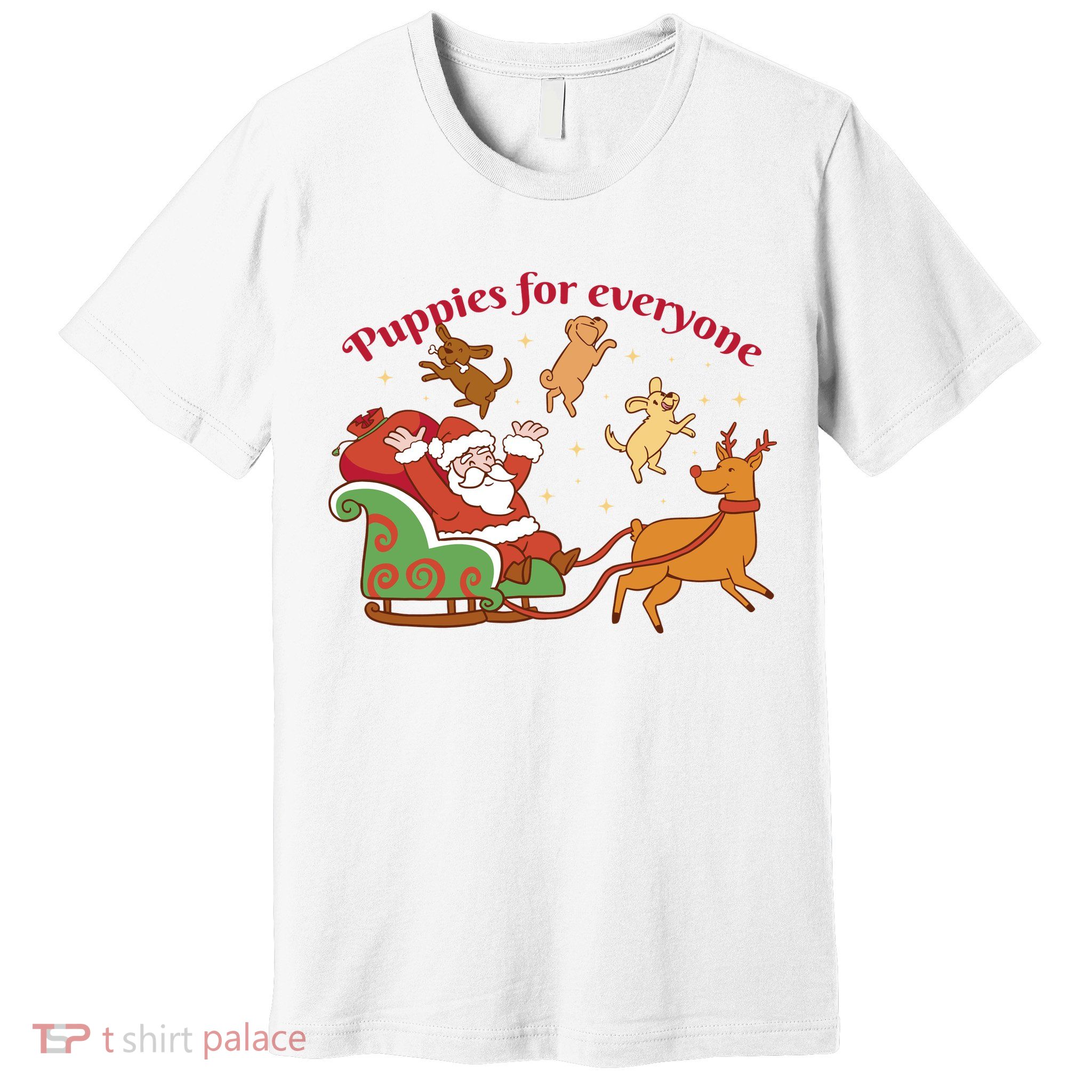 Puppies For Everyone Funny Santa Christmas Premium T-Shirt