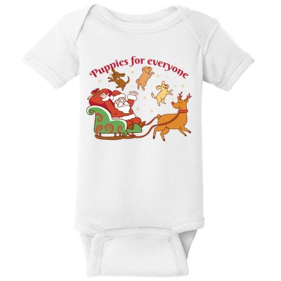 Puppies For Everyone Funny Santa Christmas Baby Bodysuit