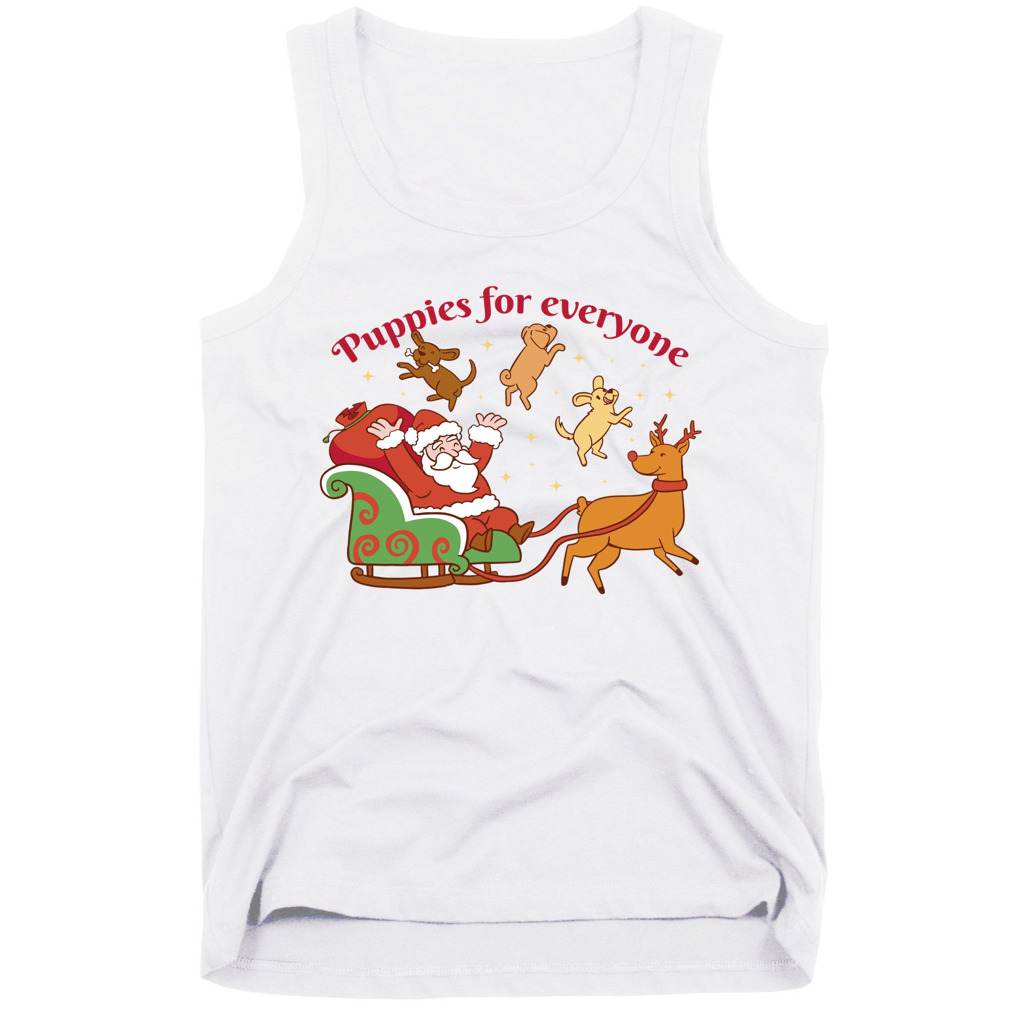 Puppies For Everyone Funny Santa Christmas Tank Top