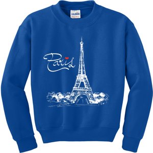 Paris France Eiffel Tower I Love Paris French Souvenir Gift Kids Sweatshirt