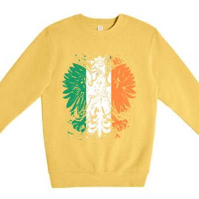 Polish Flag Eagle Irish Flag Colors Gift Great Gift Premium Crewneck Sweatshirt