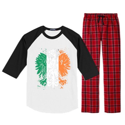 Polish Flag Eagle Irish Flag Colors Gift Great Gift Raglan Sleeve Pajama Set