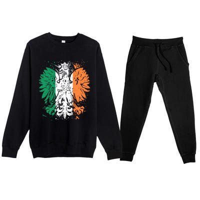 Polish Flag Eagle Irish Flag Colors Gift Great Gift Premium Crewneck Sweatsuit Set