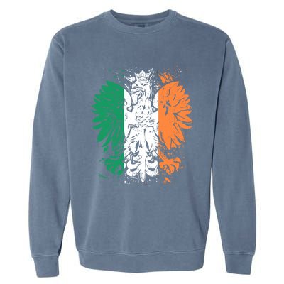 Polish Flag Eagle Irish Flag Colors Gift Great Gift Garment-Dyed Sweatshirt