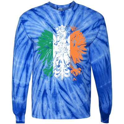 Polish Flag Eagle Irish Flag Colors Gift Great Gift Tie-Dye Long Sleeve Shirt