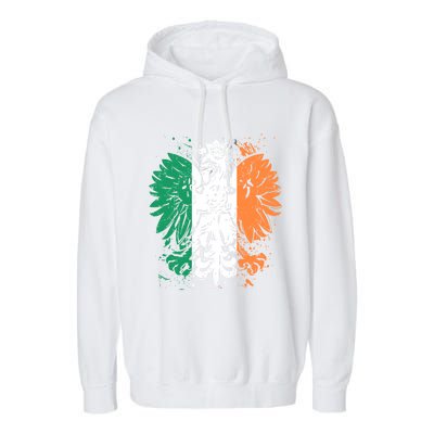 Polish Flag Eagle Irish Flag Colors Gift Great Gift Garment-Dyed Fleece Hoodie