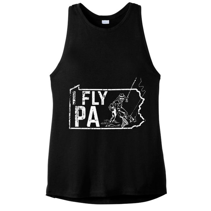 Pennsylvania Fly Fishing Fisherman Ladies PosiCharge Tri-Blend Wicking Tank