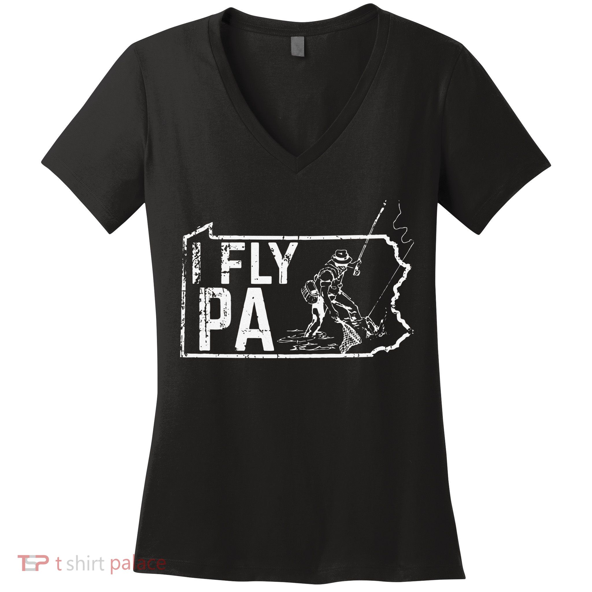 Pennsylvania Fly Fishing Fisherman Women's V-Neck T-Shirt
