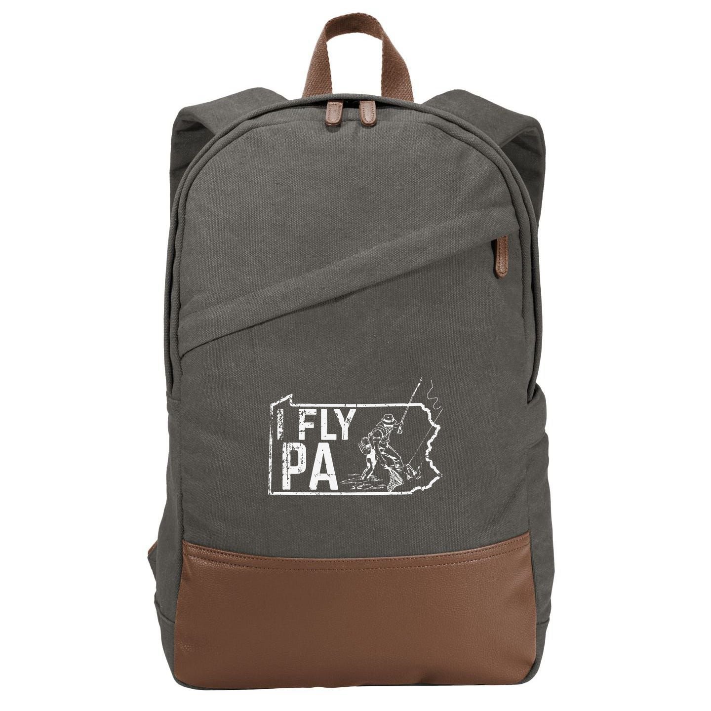 Pennsylvania Fly Fishing Fisherman Cotton Canvas Backpack