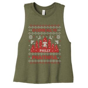 Philly Faithful Funny Philadelphia Philly Fan Ugly Christmas Women's Racerback Cropped Tank