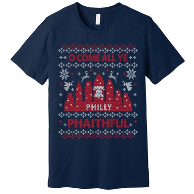Philly Faithful Funny Philadelphia Philly Fan Ugly Christmas Premium T-Shirt