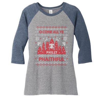 Philly Faithful Funny Philadelphia Philly Fan Ugly Christmas Women's Tri-Blend 3/4-Sleeve Raglan Shirt