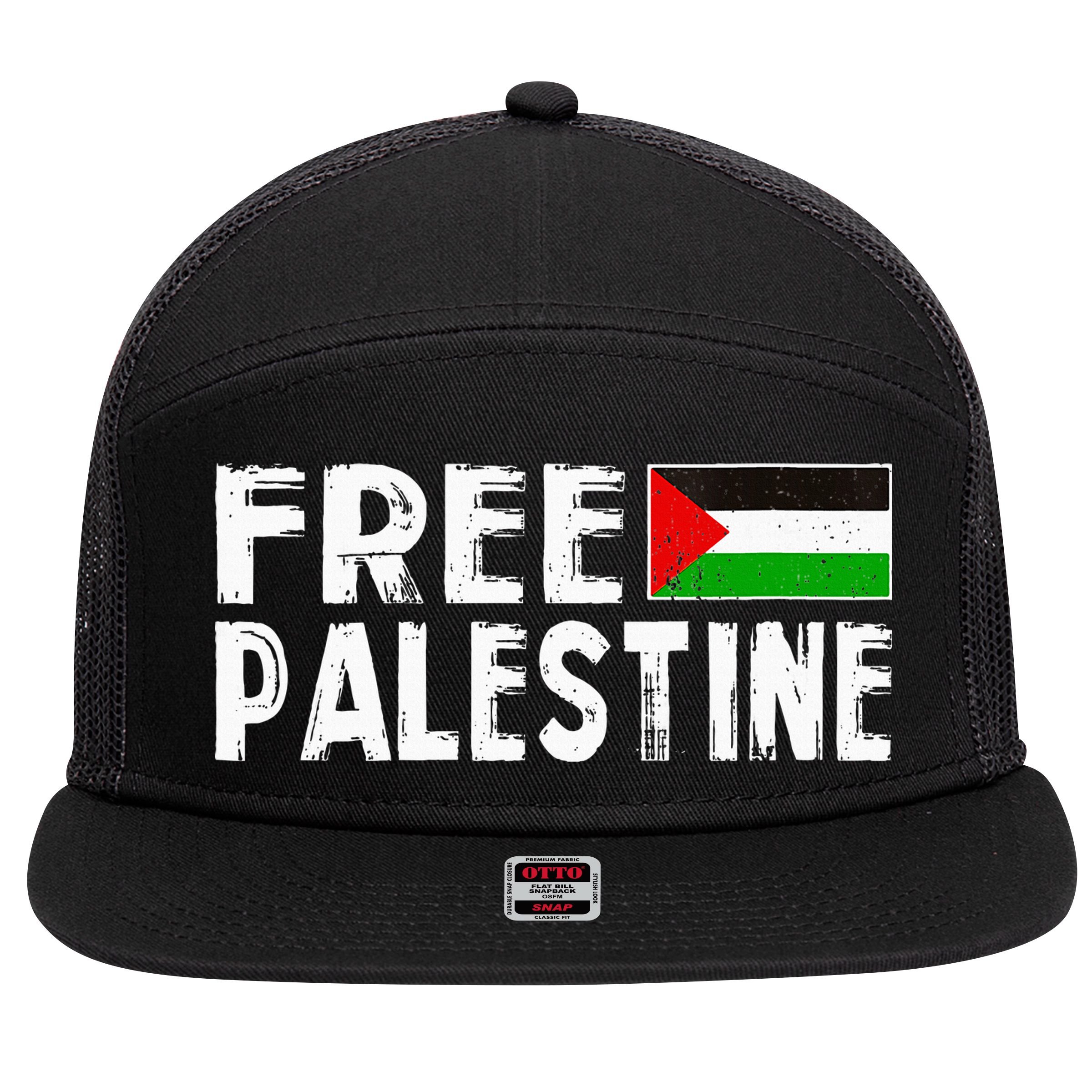 Palestine Flag Free Gaza Palestinian Proud Free Palestine 7 Panel Mesh Trucker Snapback Hat