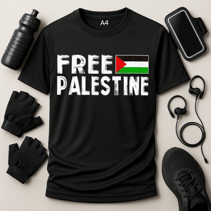 Palestine Flag Free Gaza Palestinian Proud Free Palestine Cooling Performance Crew T-Shirt