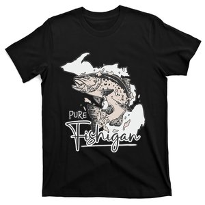 Pure Fishigan Fisherman State Of Michigan Fishing T-Shirt