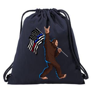 Police Fire First Responder Flag For Bigfoot Rock And Roll Drawstring Bag