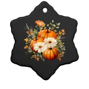 Pumpkin Fall Floral Festive Ceramic Star Ornament