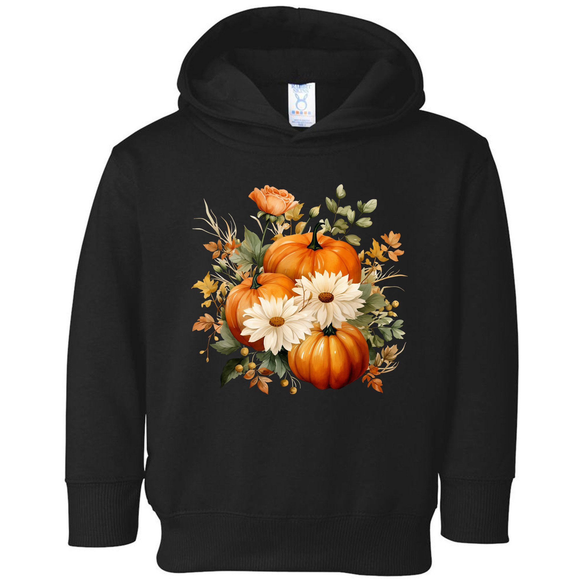 Pumpkin Fall Floral Festive Toddler Hoodie