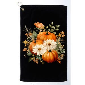 Pumpkin Fall Floral Festive Platinum Collection Golf Towel