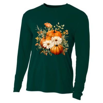 Pumpkin Fall Floral Festive Cooling Performance Long Sleeve Crew