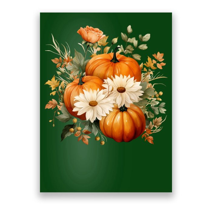 Pumpkin Fall Floral Festive Poster