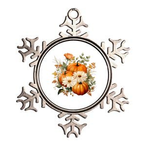 Pumpkin Fall Floral Festive Metallic Star Ornament