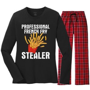 Professional French Fry Stealer Potato Food French Fries Women's Long Sleeve Flannel Pajama Set 