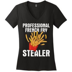 Professional French Fry Stealer Potato Food French Fries Women's V-Neck T-Shirt